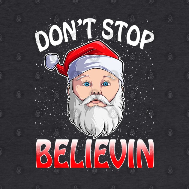 Don't Stop Believin Santa Funny Christmas Boys Kids Gifts T-Shirt by intelus